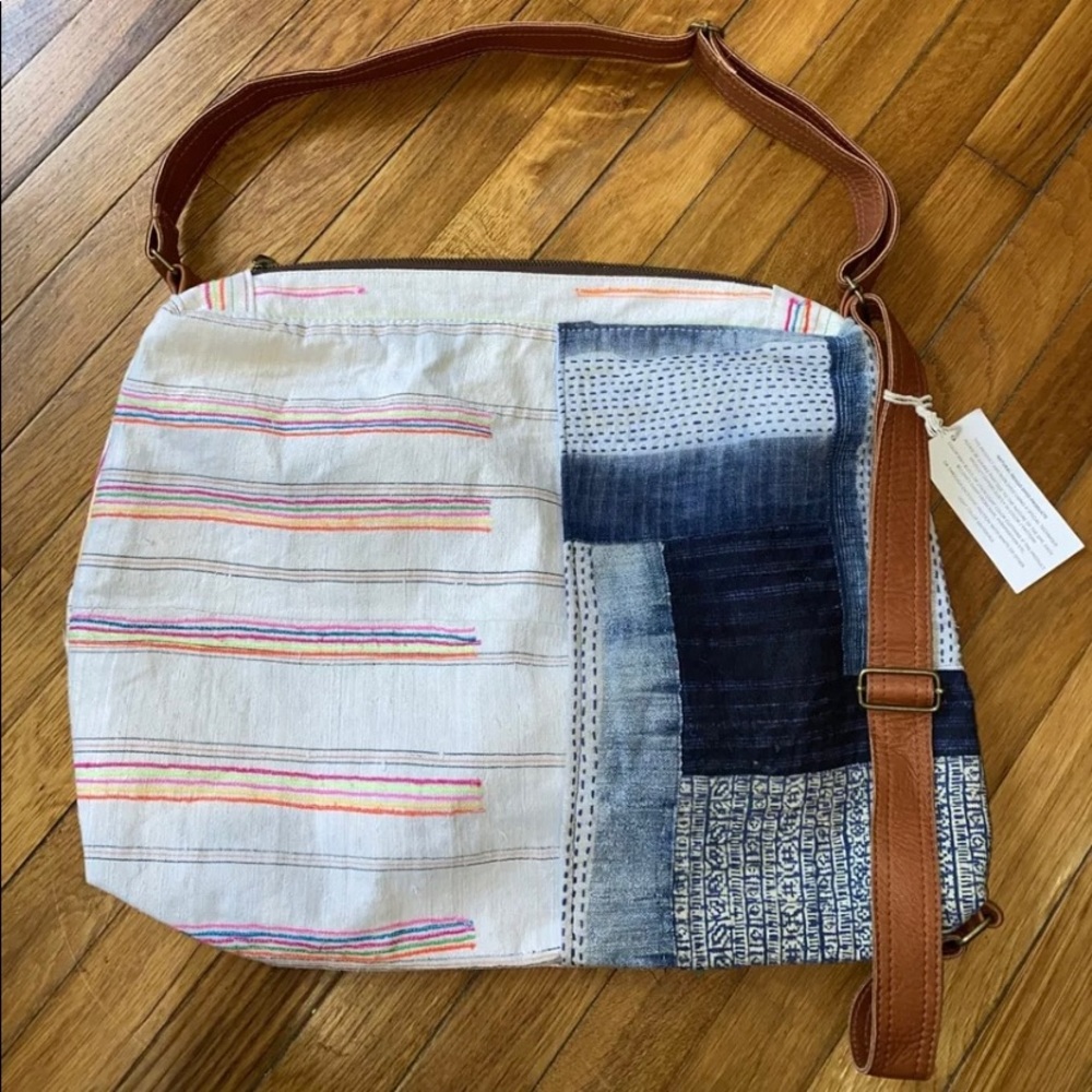 NWT FREDD + BASHA Oversized Multi Convertible Denim Leather Funky Travel Bag
